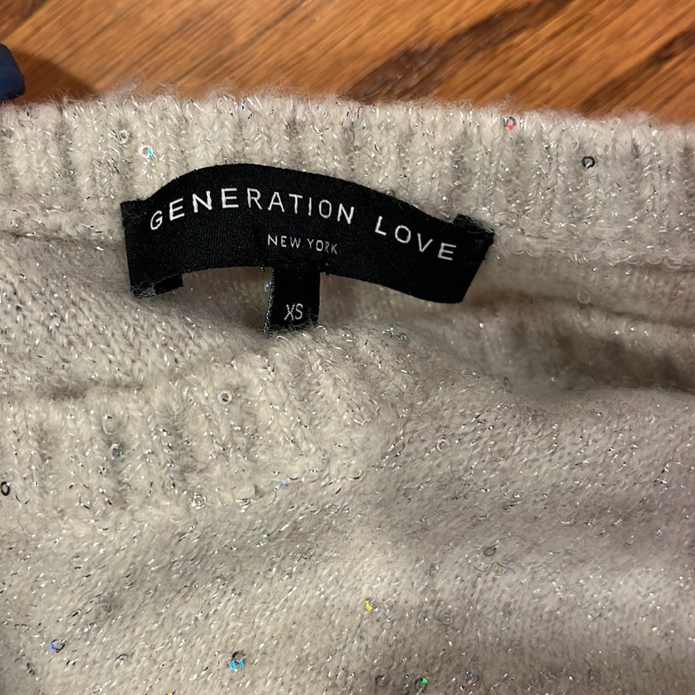 Generation Love Woman’s Cream Sparkle Sweater Size XS