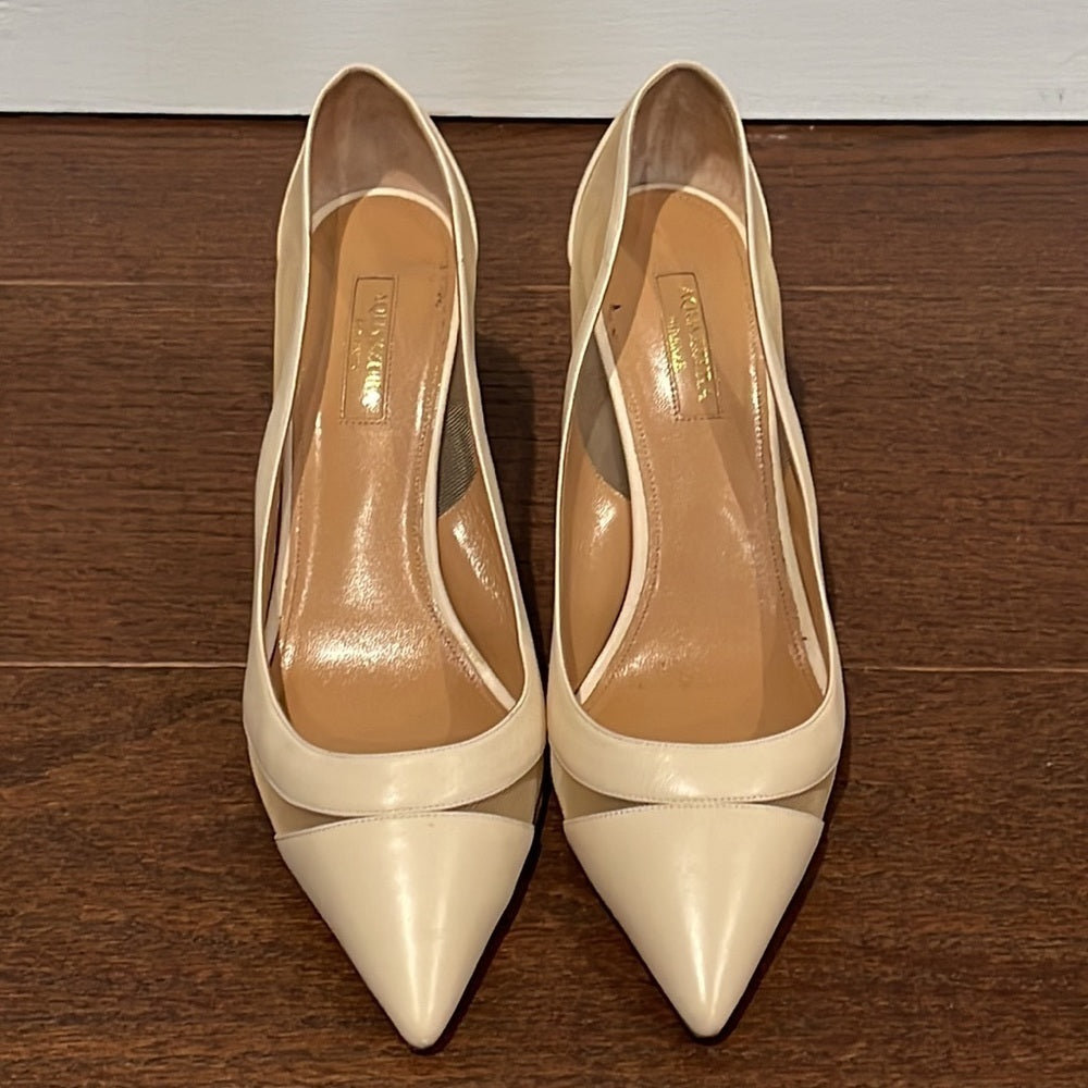 Aquazzura Women’s Nude Pumps with Sheer Side Size 39.5/9.5
