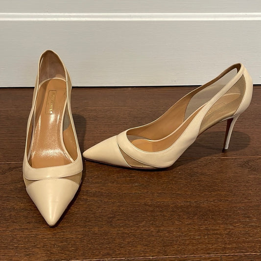 Aquazzura Women’s Nude Pumps with Sheer Side Size 39.5/9.5