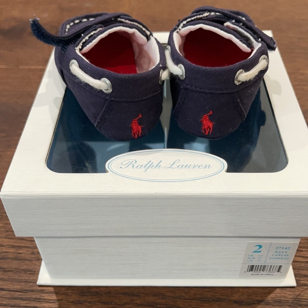 Ralph Lauren Blue Canvas Baby Shoes Size 2