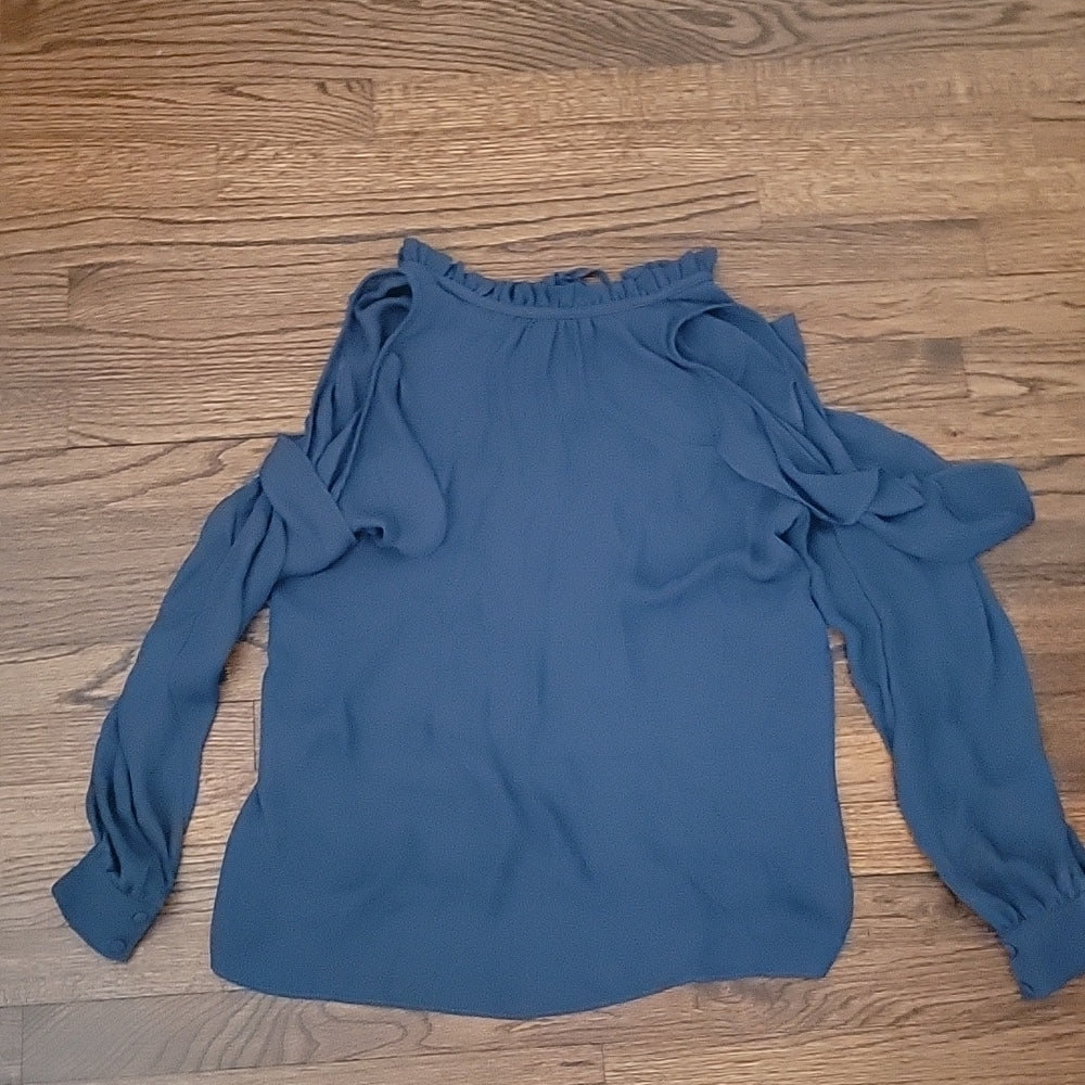 Parker Women's Navy Blue Cold Shoulder Flowy Blouse size XS