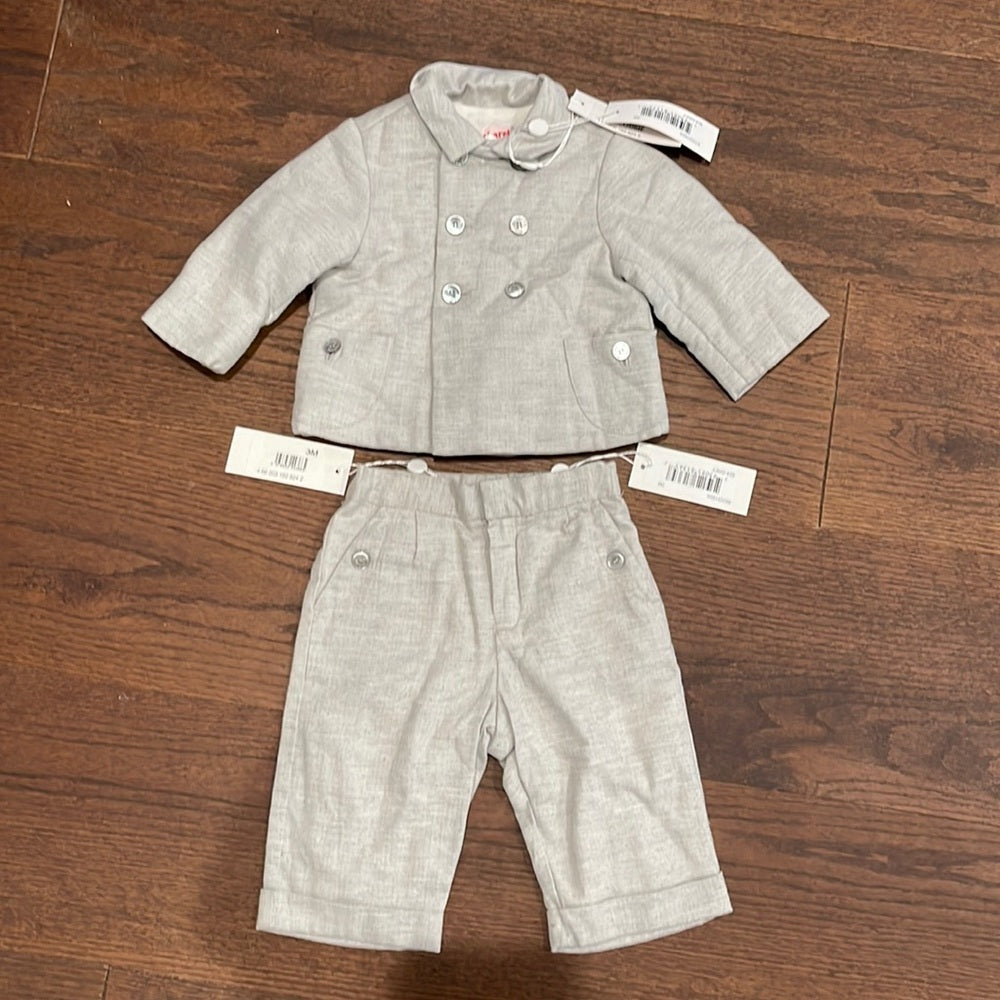 NWT Cacharel Grey Boys 3M Suit 100% Cotton