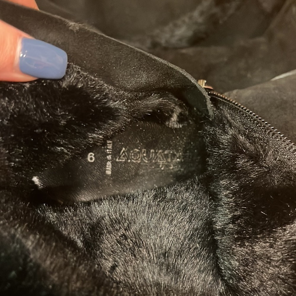 Aquatalia Woman’s Black Faux Fur High Boots Size 6