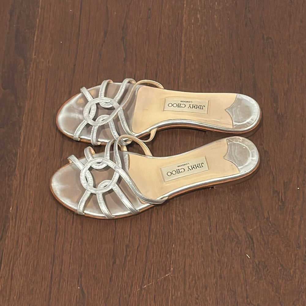 Jimmy Choo Women’s Silver Leather Sandals Size 37/7