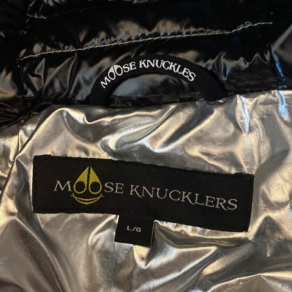 Moose Knuckles Women’s Silver Metallic Puffer Jacket Size L