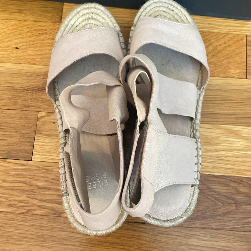 Eileen Fisher Women’s Cream Wedge Sandals Size 8.5