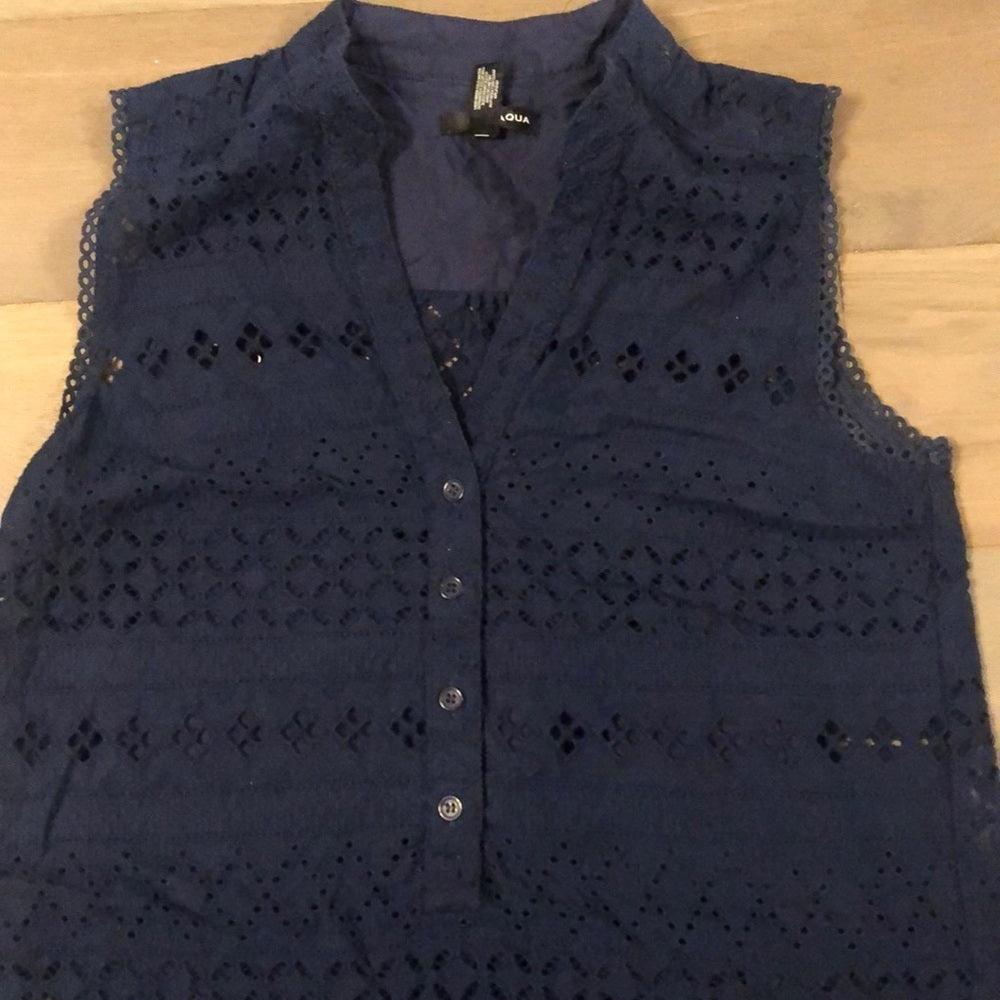 Aqua Women’s Navy Eyelet Dress - Size Large