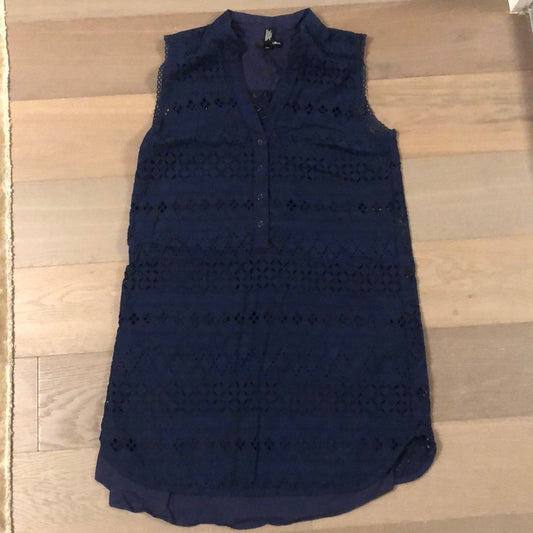 Aqua Women’s Navy Eyelet  Dress - Size Large