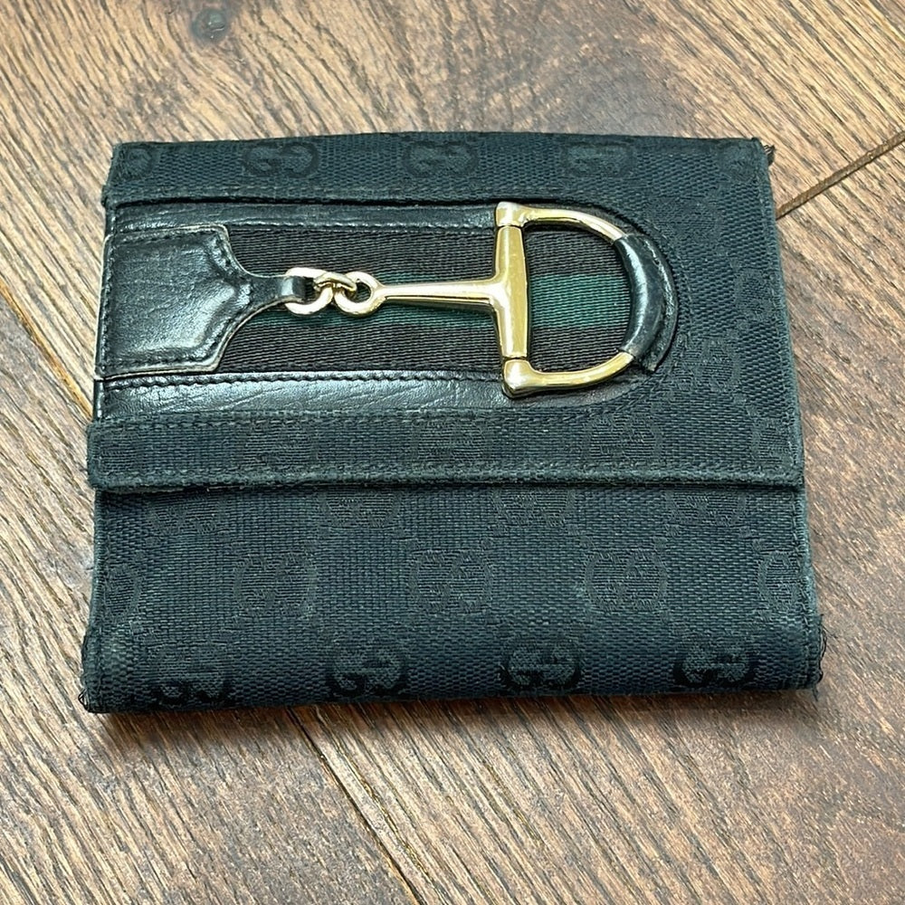 Gucci Women’s Horsebit Black Canvas Wallet