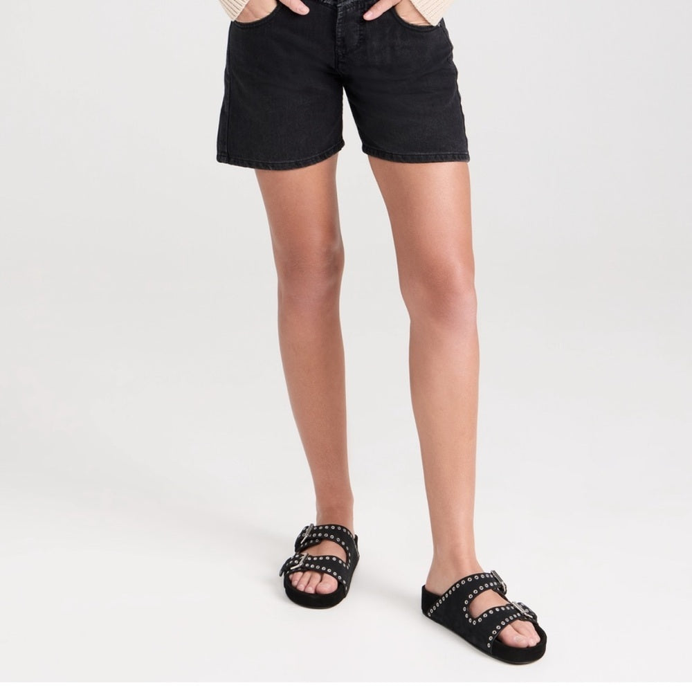 NWT Isabel Marant Lenny Black Calf Velvet Leather Sandals Size 37/7