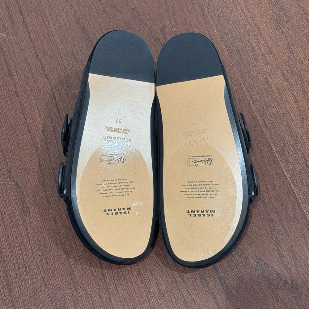 NWT Isabel Marant Lenny Black Calf Velvet Leather Sandals Size 37/7