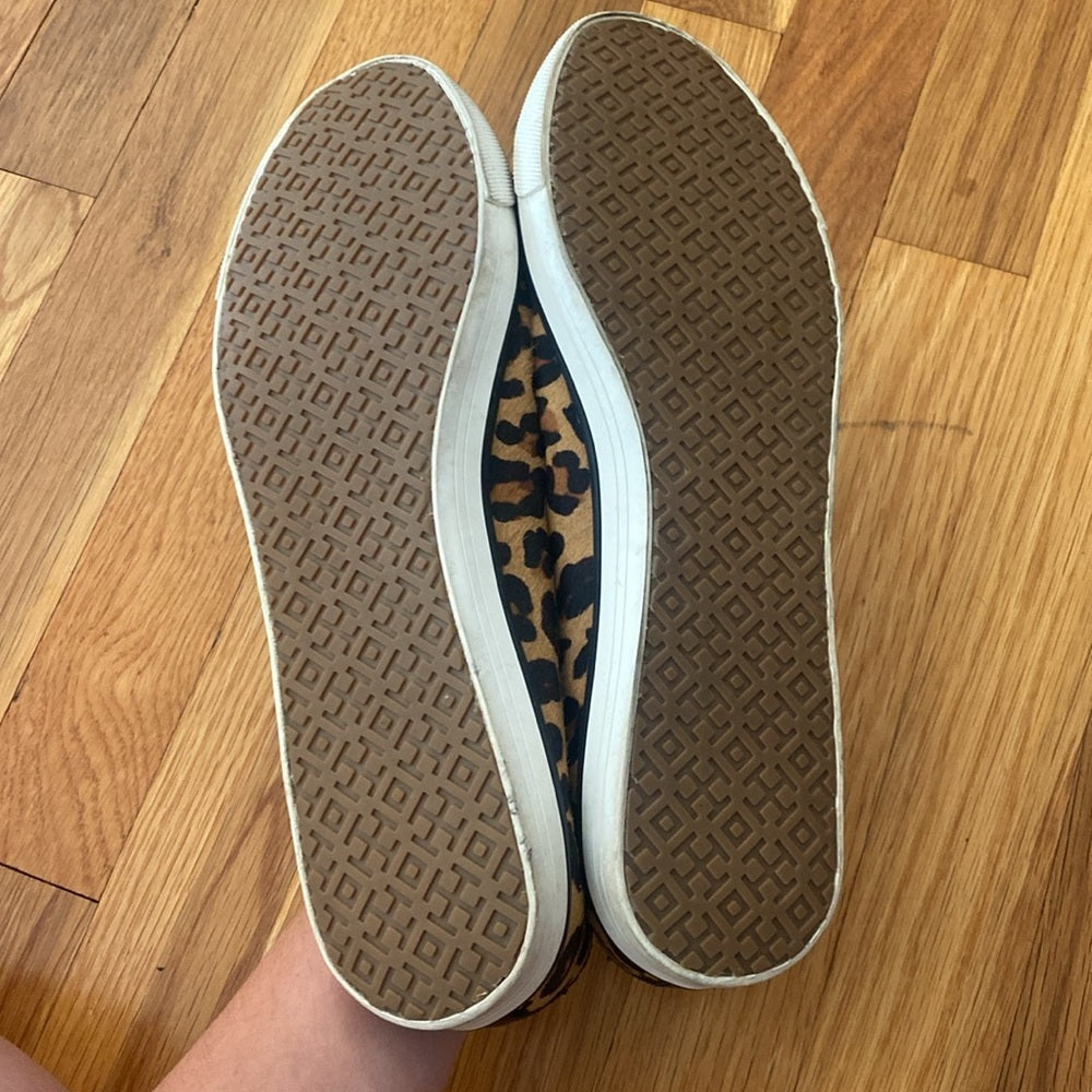 Tory Burch Women’s Brown Cheetah Print Flats With Bow Size 11