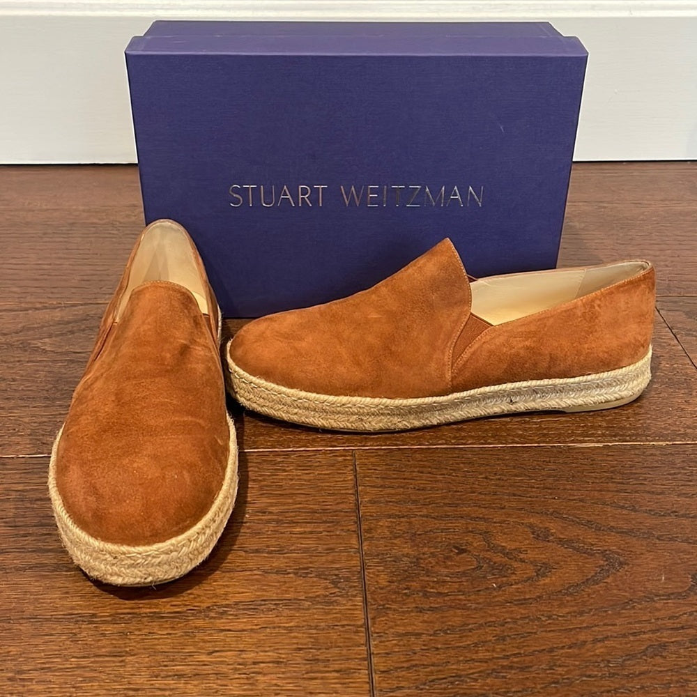 Stuart Weitzman Brown Suede Flat Espadrilles Size 10
