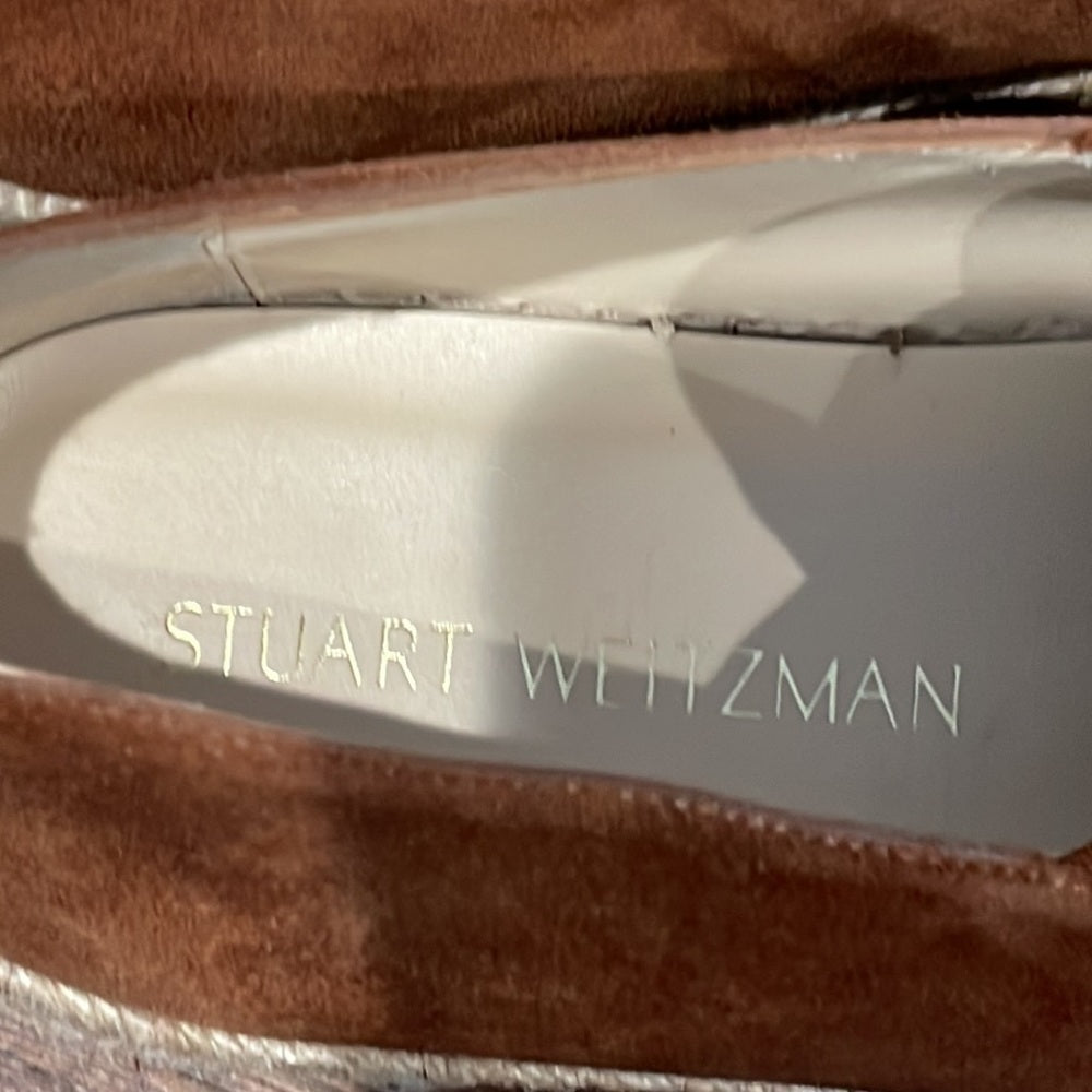 Stuart Weitzman Brown Suede Flat Espadrilles Size 10