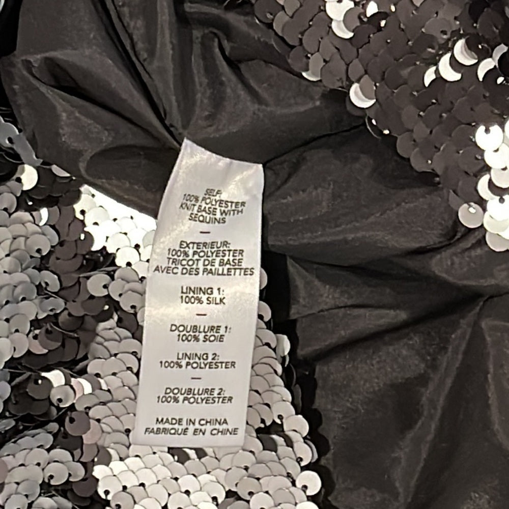 Elizabeth and James Silver and Black Sequin Dress Size Small