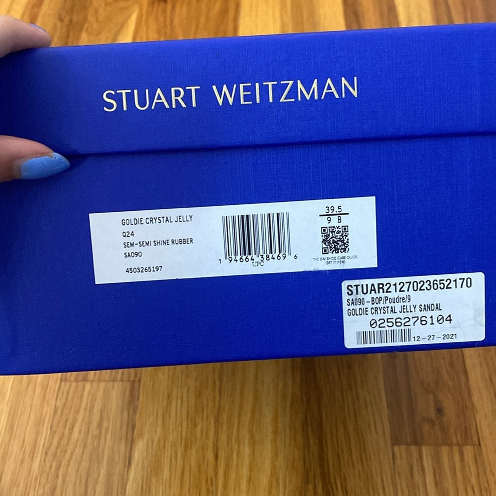NWOT Stuart Weitzman Women’s Tan Jelly Sandals With Silver Crystals Size 9