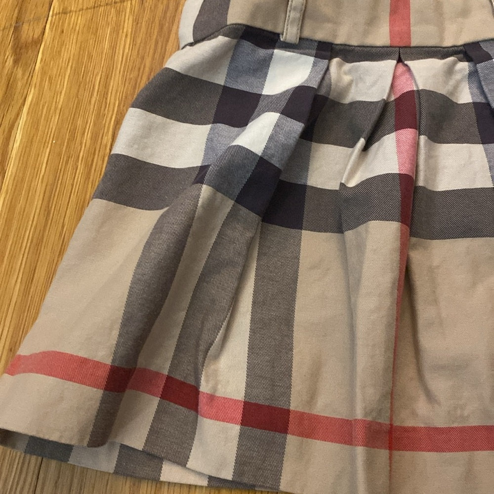 Burberry Girls Red and Tan Classic Plaid Skirt Size 6