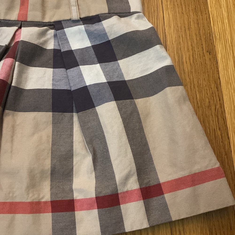 Burberry Girls Red and Tan Classic Plaid Skirt Size 6