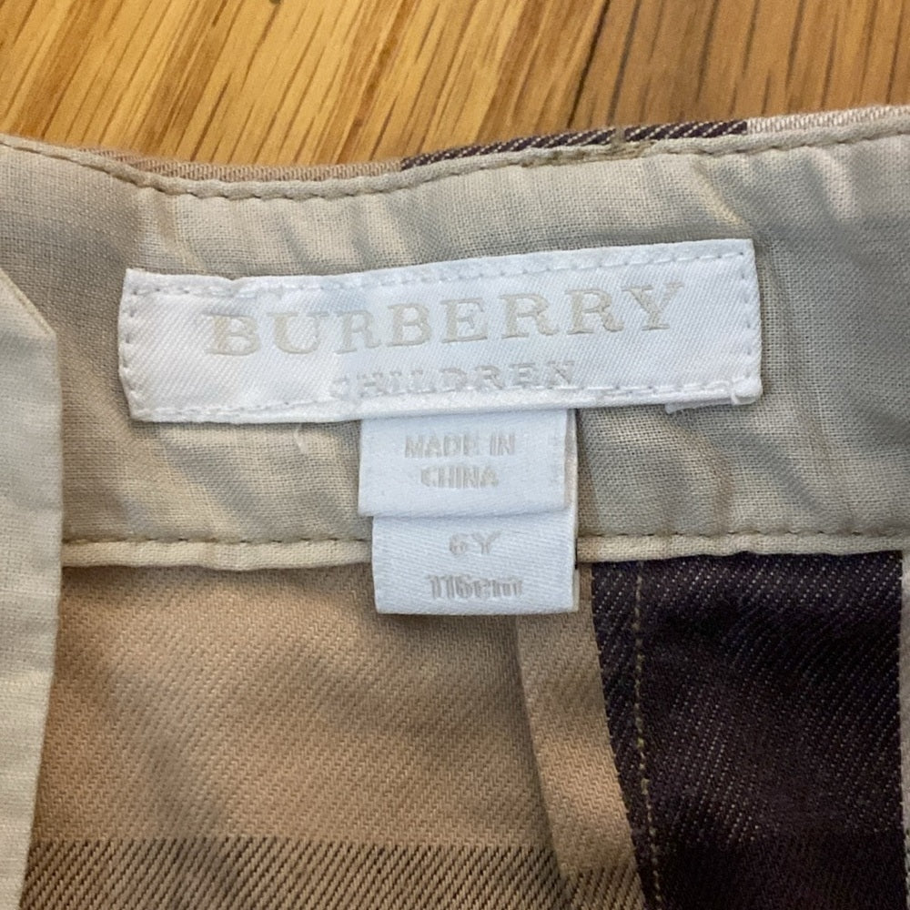 Burberry Girls Red and Tan Classic Plaid Skirt Size 6