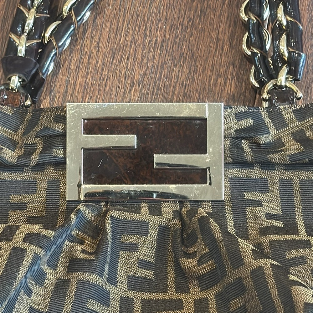 Fendi Mia Brown Cloth Shoulder or Satchel Bag