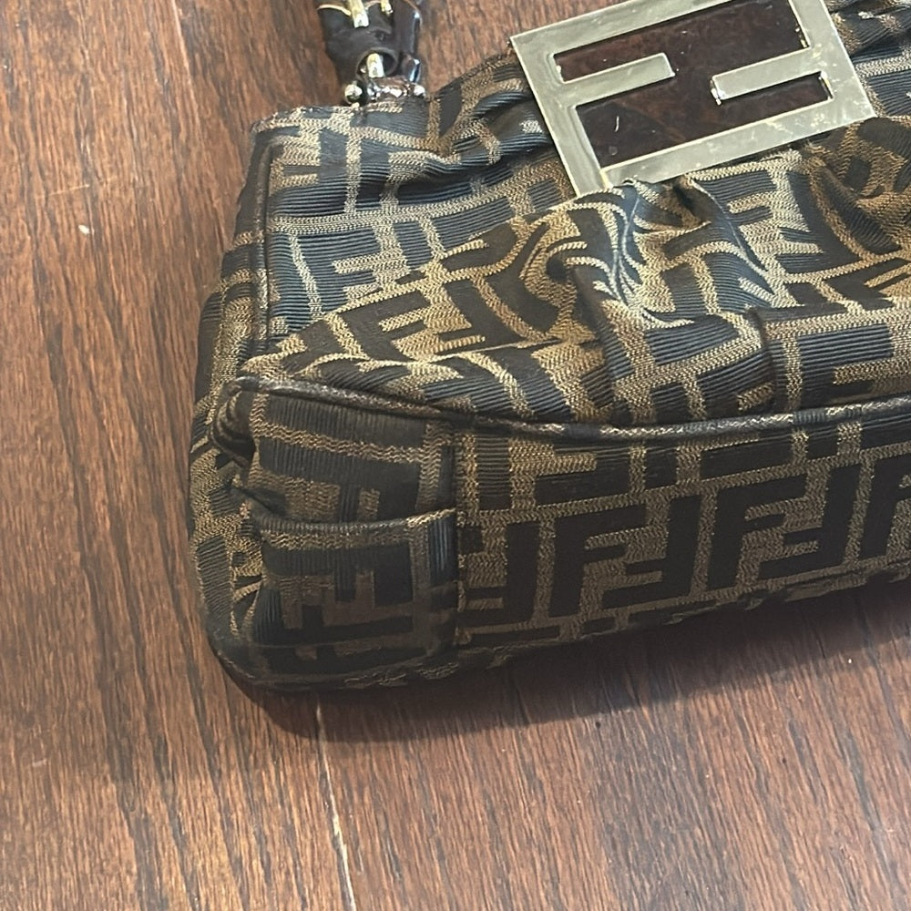 Fendi Mia Brown Cloth Shoulder or Satchel Bag