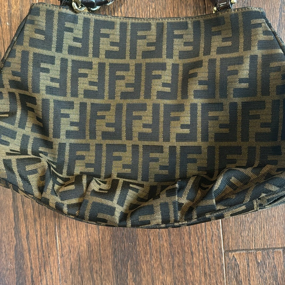 Fendi Mia Brown Cloth Shoulder or Satchel Bag