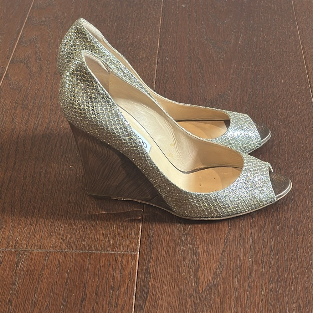 Jimmy Choo Women’s Bello Champagne Wedges Size 40/9.5