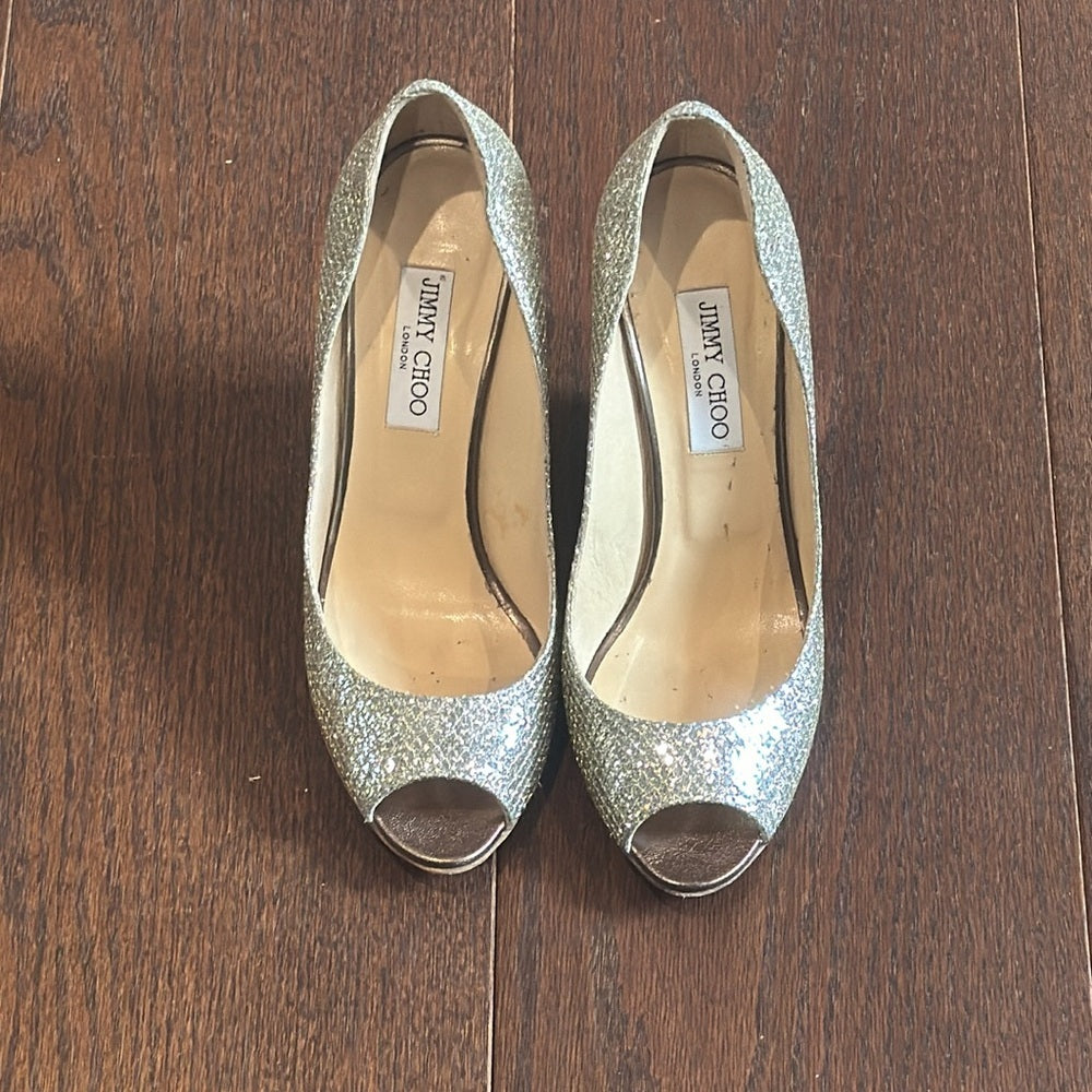 Jimmy Choo Women’s Bello Champagne Wedges Size 40/9.5
