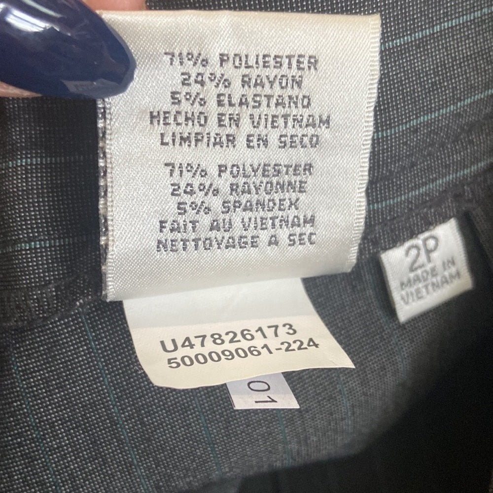 Women’s Jones New York suit. Grey with blue stripe. Size 2P