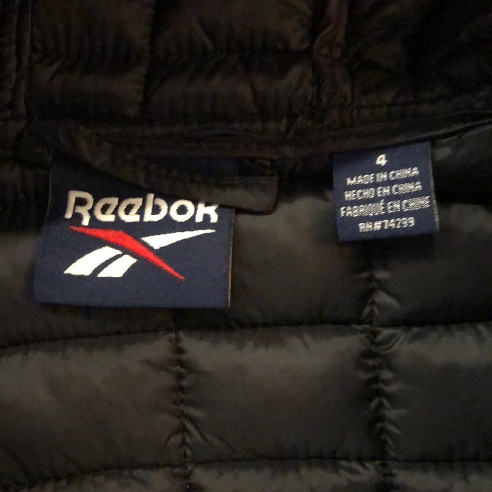 NWT Reebok Black Boys Puffer Hooded Jacket Size 4
