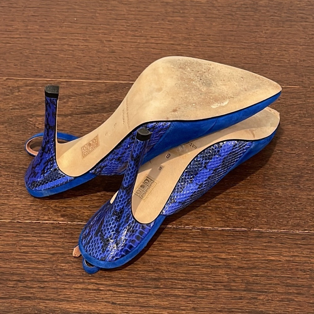 Sigerson Morrison Women’s Blue Suede Sling Backs Size 8