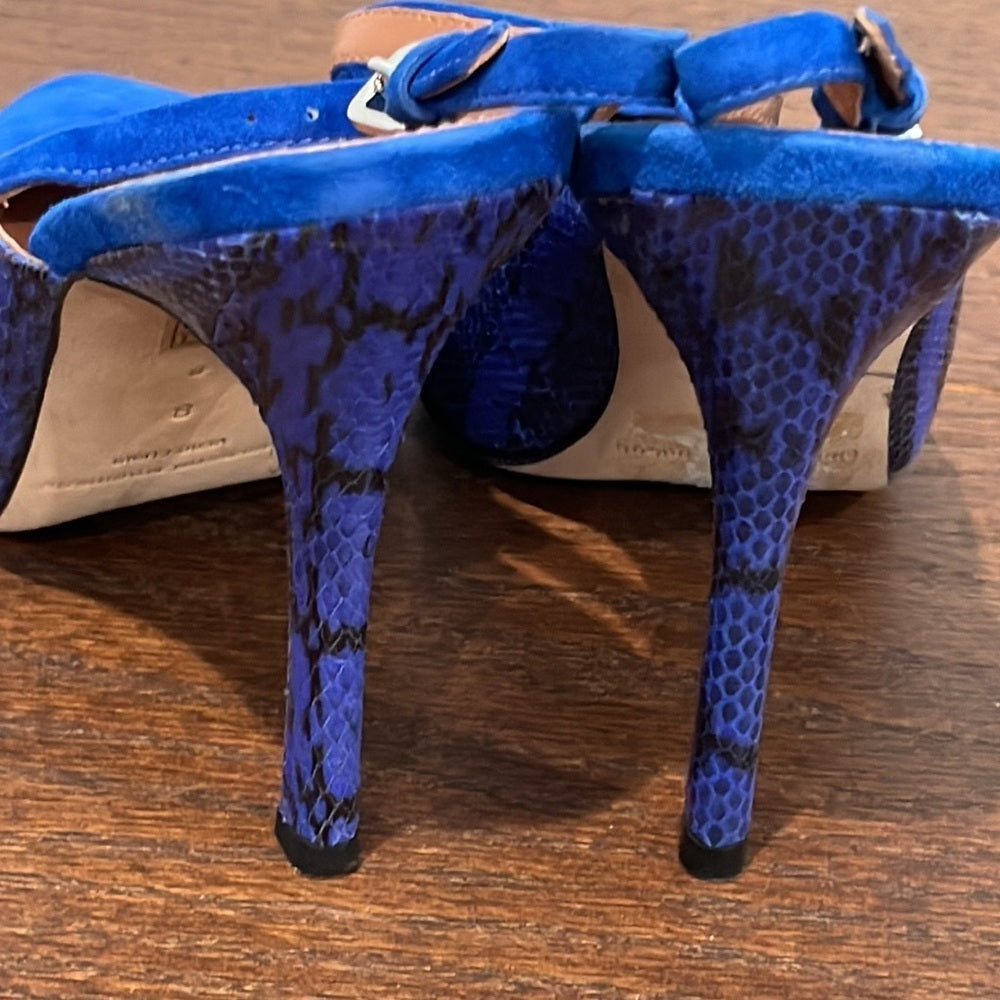 Sigerson Morrison Women’s Blue Suede Sling Backs Size 8