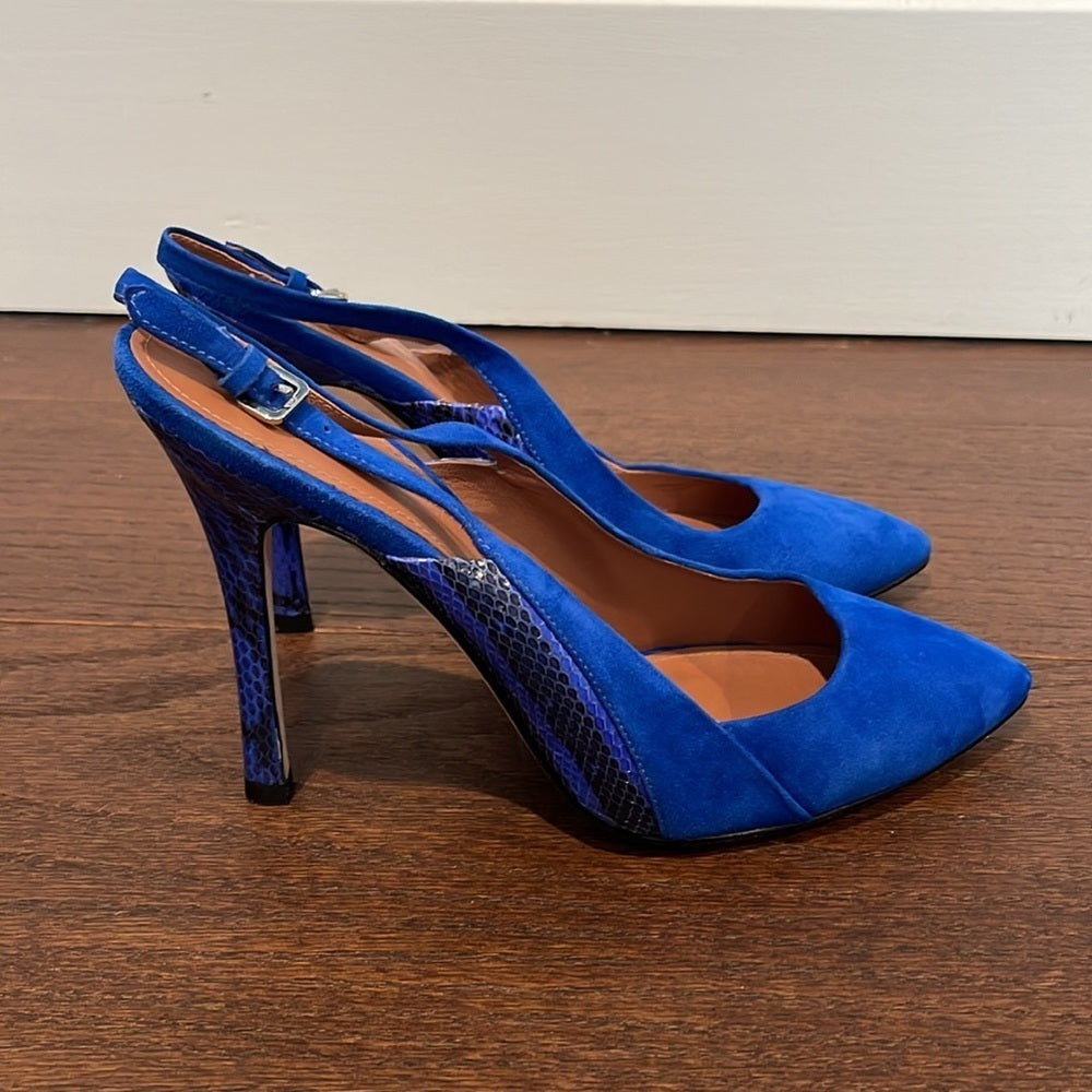 Sigerson Morrison Women’s Blue Suede Sling Backs Size 8