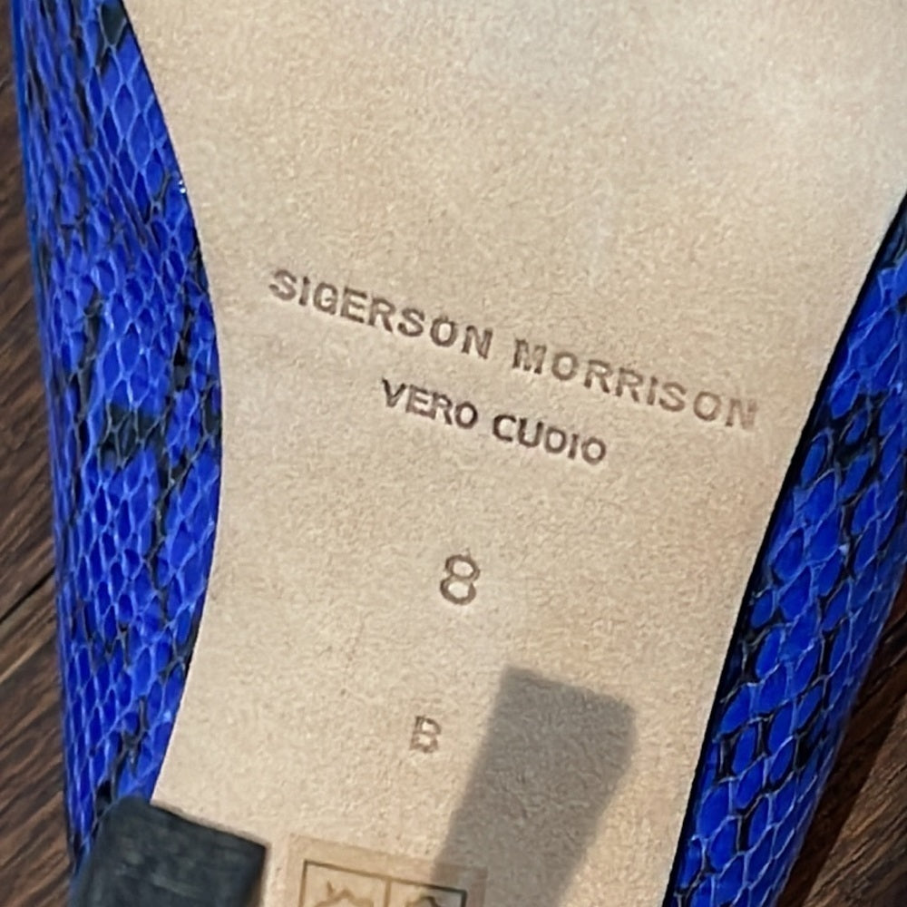 Sigerson Morrison Women’s Blue Suede Sling Backs Size 8