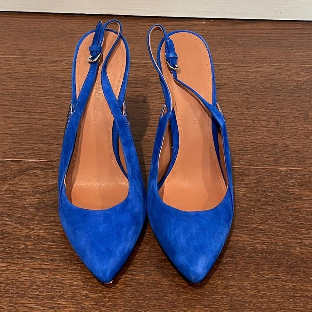 Sigerson Morrison Women’s Blue Suede Sling Backs Size 8