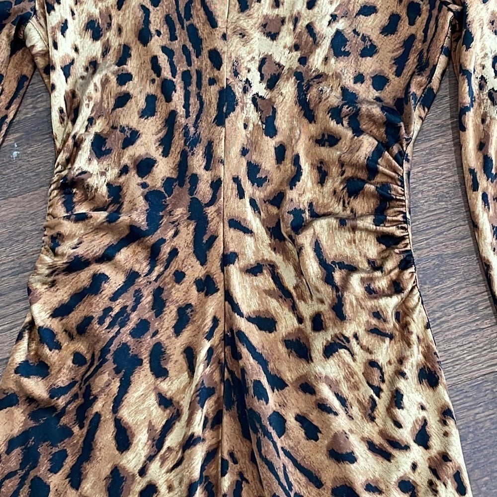 Tory Burch Leopard Long Sleeve Dress Size XS