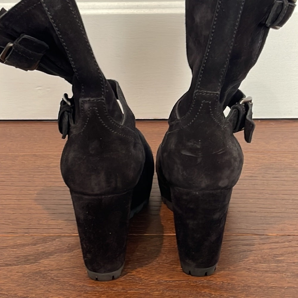 Prada Women’s Black Suede Wedge Boots Size 37/7