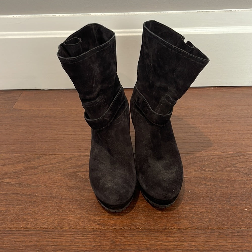Prada Women’s Black Suede Wedge Boots Size 37/7