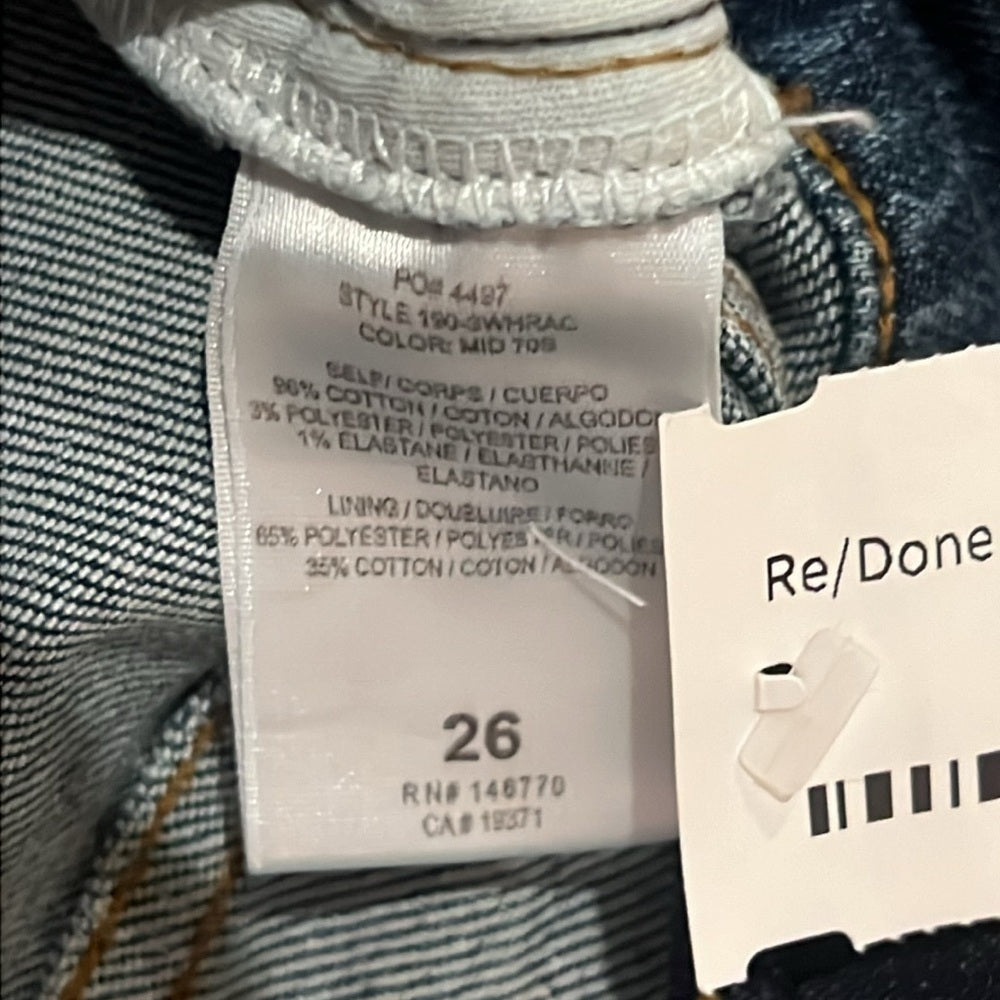 Re/Done Women’s Mid 90’s High Rise Ankle Crop Jeans Size 26