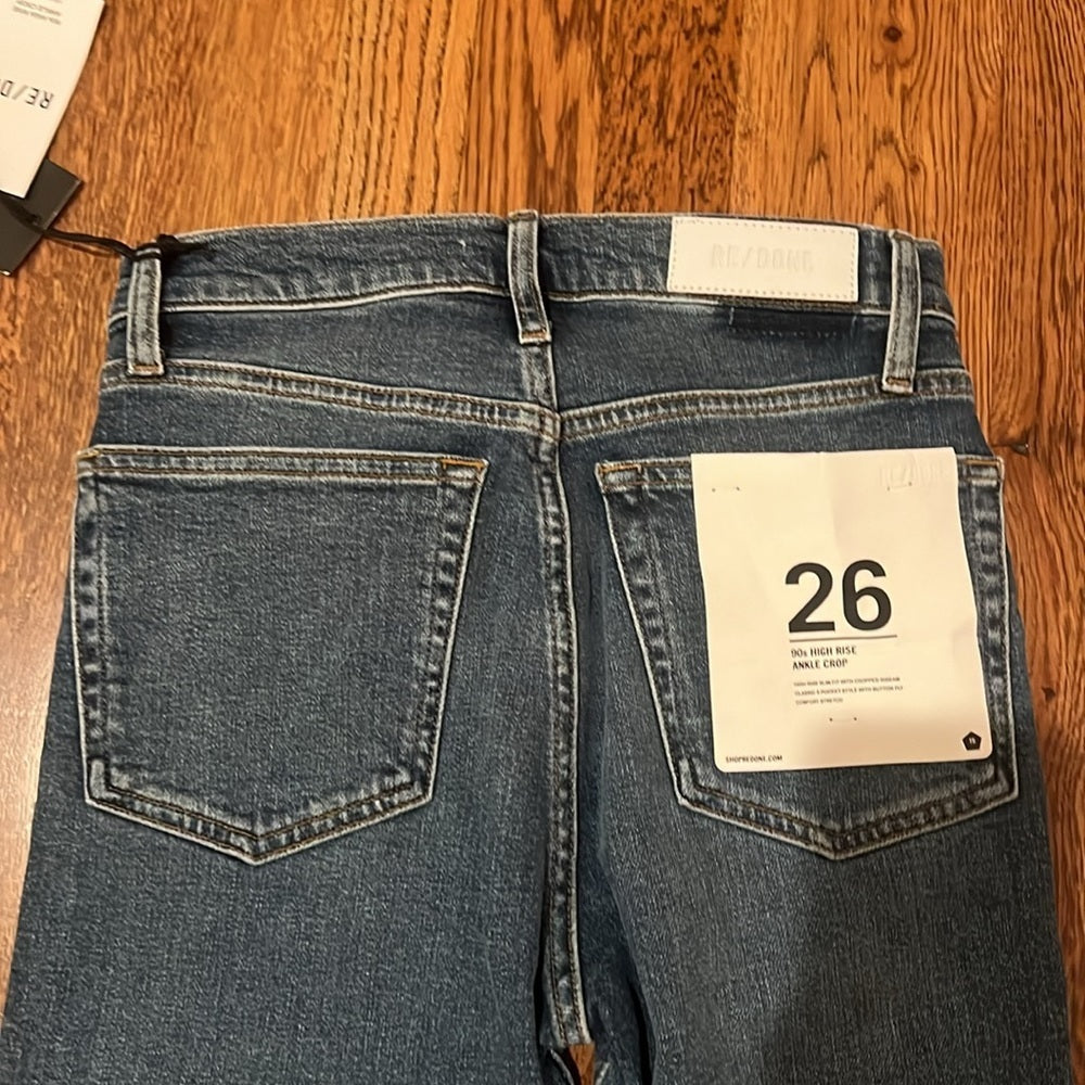 Re/Done Women’s Mid 90’s High Rise Ankle Crop Jeans Size 26