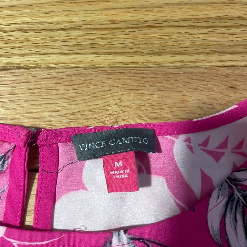Vince Camuto Pink and White Floral Dress Size Medium