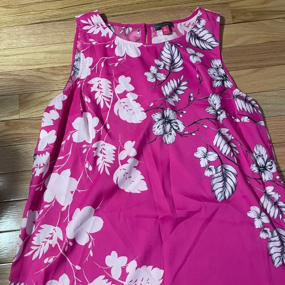 Vince Camuto Pink and White Floral Dress Size Medium
