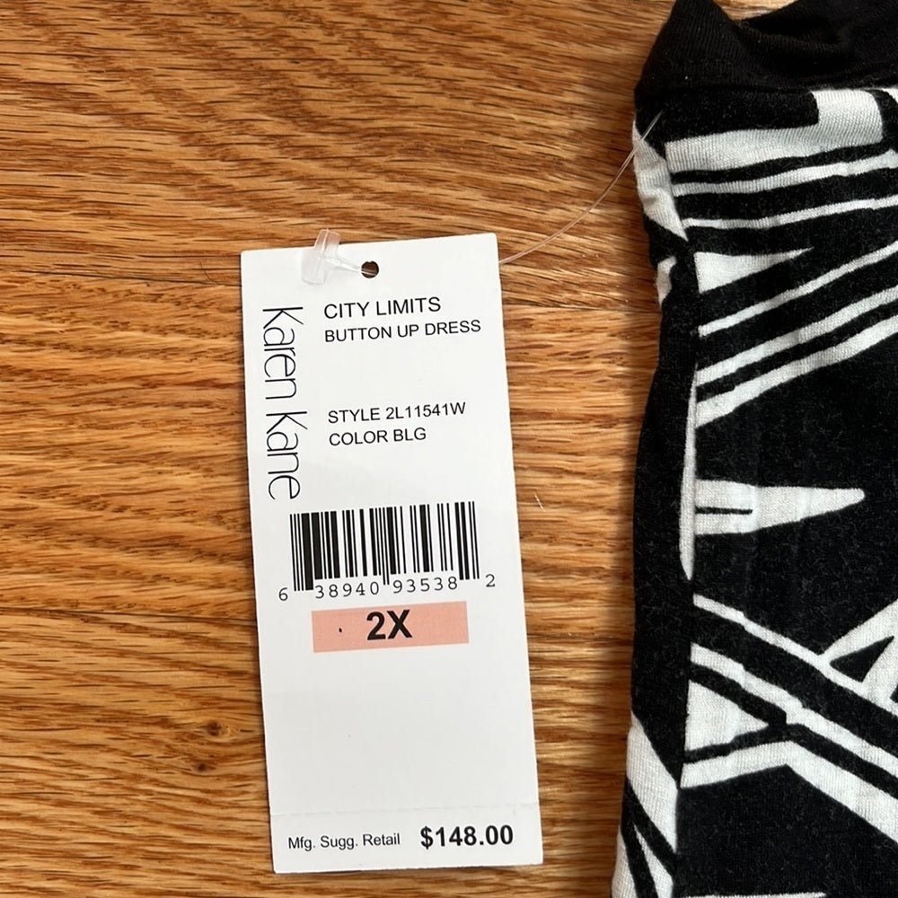 NWT Karen Kane black and white Dress Size 2X