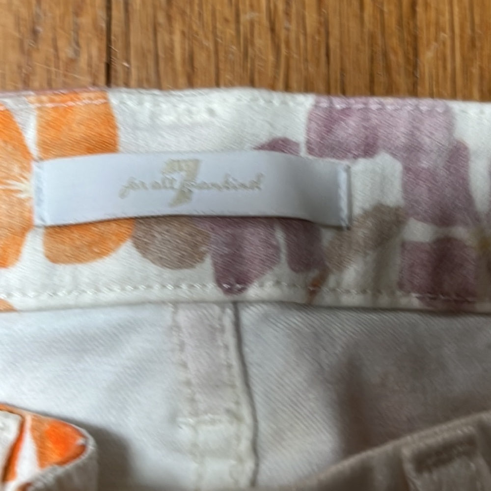 Women’s 7 For All Mankind White Floral Jeans Size 28