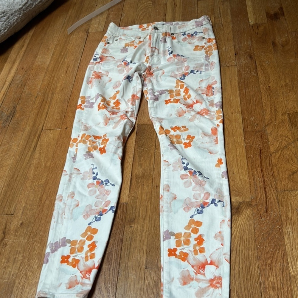 Women’s 7 For All Mankind White Floral Jeans Size 28