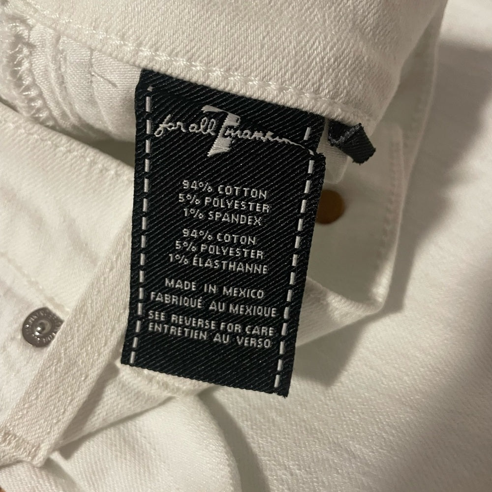 7 For All Mankind White Jeans With Glitter Stripe Size 29