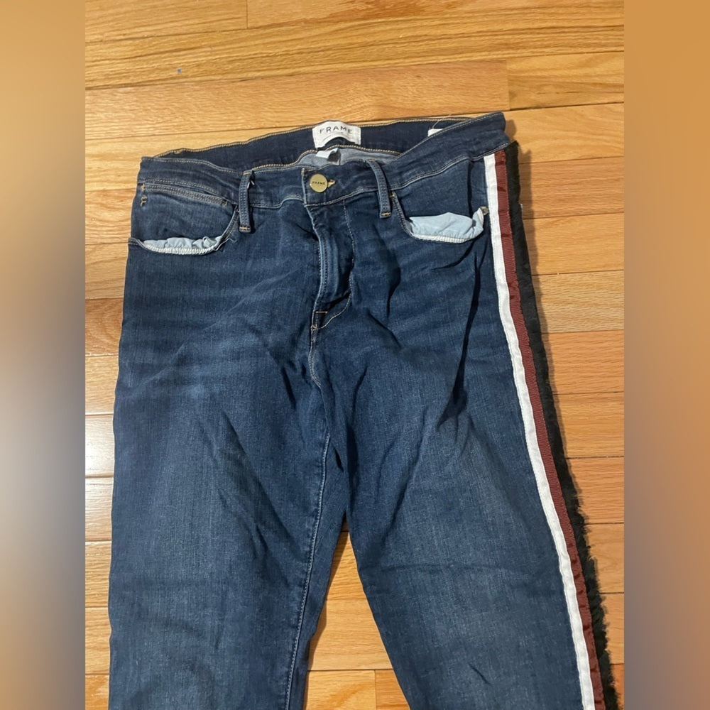 Frame Denim Blue Jeans With Leg Stripe Size 30