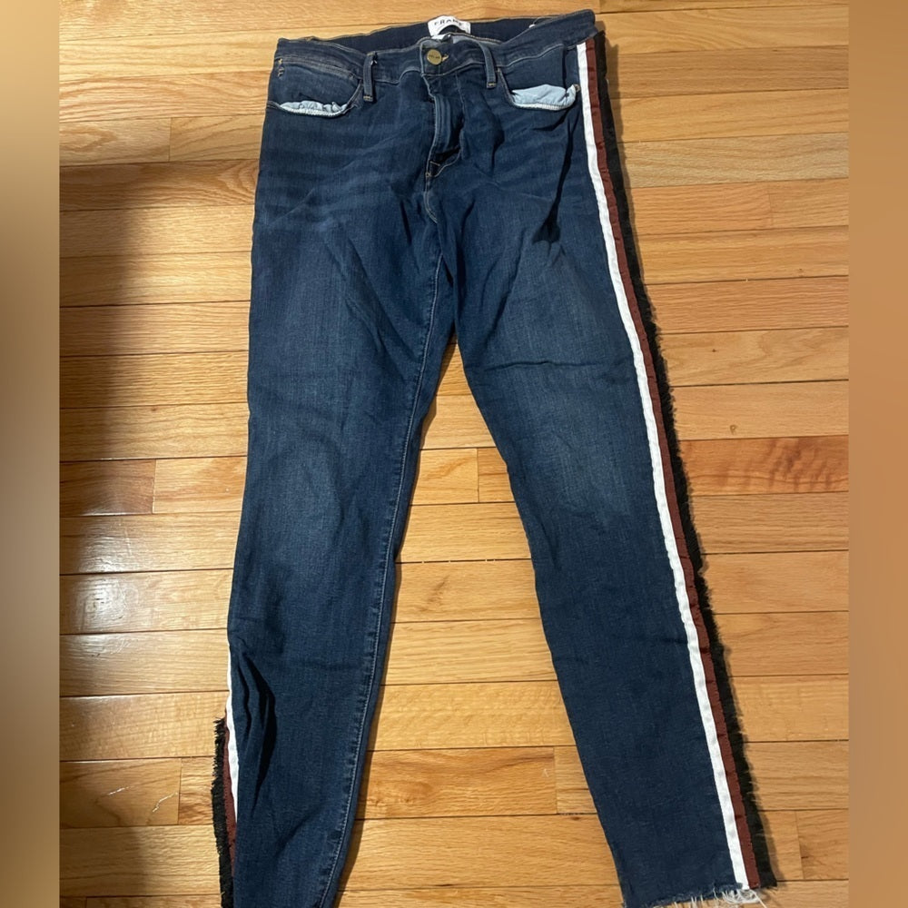 Frame Denim Blue Jeans With Leg Stripe Size 30