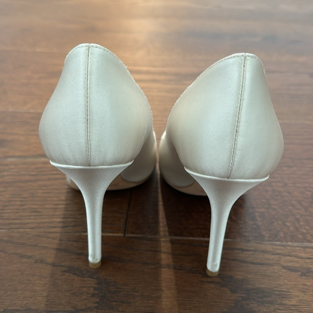 Jimmy Choo Women’s Abel Ivory Santin Crystal Pumps Size 37/7