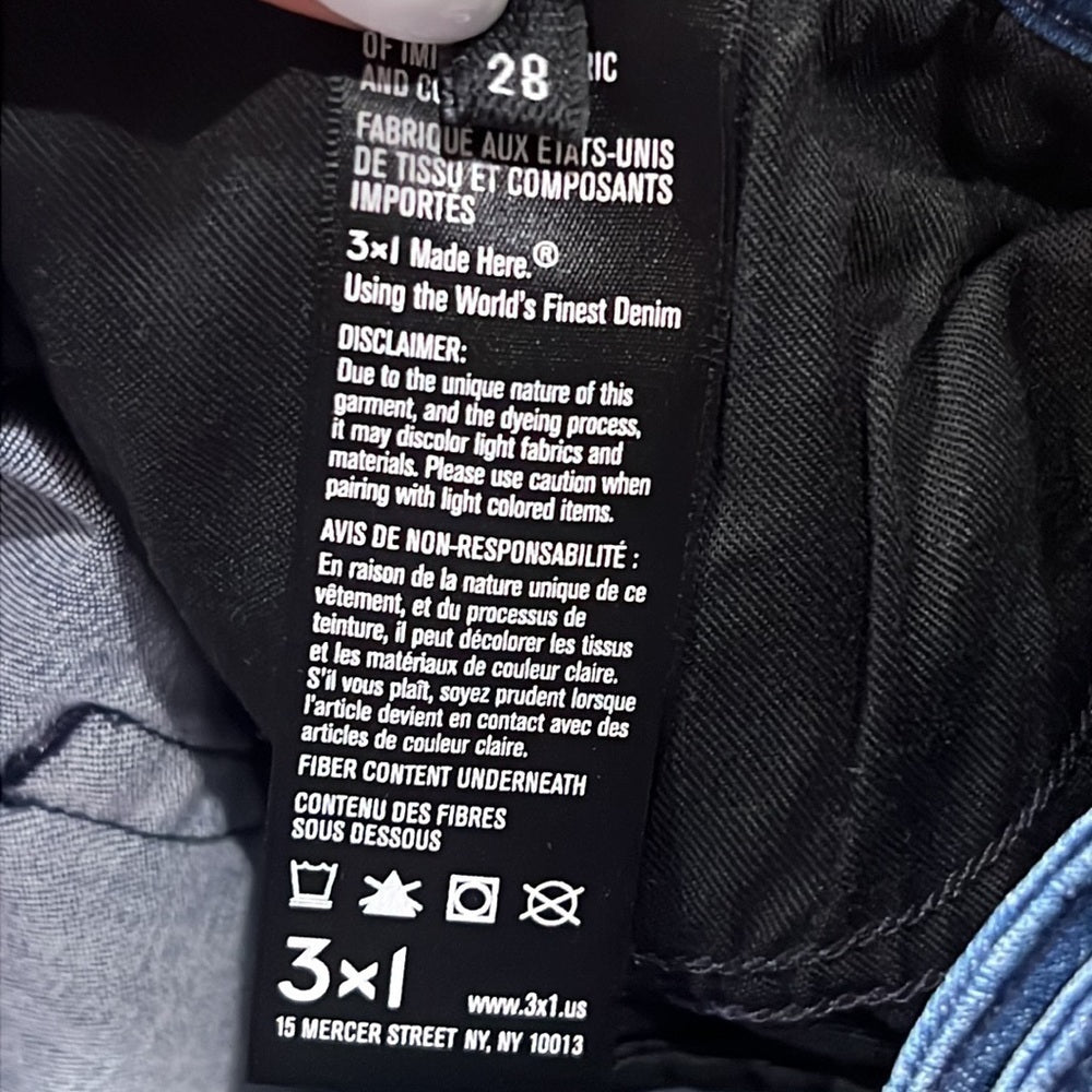 Women’s 3x1 Blue Jeans Size 28
